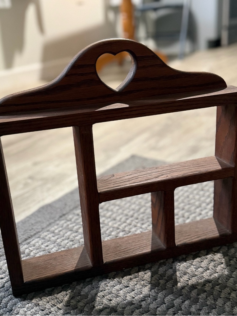 Heart Accent Dark Brown Wooden Wall Shelf - Home Wall Decor